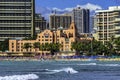 Colorful Hotels Swimmers Surfers Waikiki Beach Honolulu Hawaii Royalty Free Stock Photo