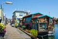 Colorful house boats at Fisherman's Wharf in Victoria, BC.