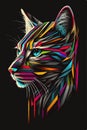 Colorful house cat head style pop art suitable for poster banners and others