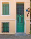 Colorful house exterior, Plaka old neighborhood, Athens Greece Royalty Free Stock Photo