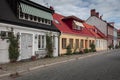 House facades and street in Ystad in Sweden