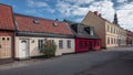 House facades and street in Ystad in Sweden