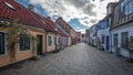 House facades and street in Ystad in Sweden