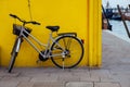 Colorful house on the island of Burano with a bike Royalty Free Stock Photo