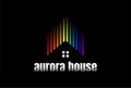 Colorful House with Rainbow Equalizer or Aurora for Music Real Estate Logo Design Vector