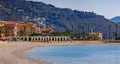 Colorful houses along Mediterranean Sea in Old Town of Menton, South of France Royalty Free Stock Photo