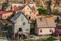 Colorful houses in Anchor Bay, Popeye Village,Malta Royalty Free Stock Photo