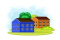 Colorful Houses as Distinctive Attribute of Norway Vector Illustration
