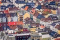 Colorful houses in Bergen seen from above