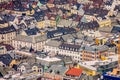 Colorful houses in Bergen seen from above