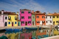 Colorful houses of Burano island / small village near the Venice