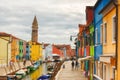 Colorful houses of Burano island in Venice.