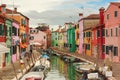 Colorful houses of Burano island in Venice.