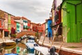 Colorful houses of Burano island in Venice.