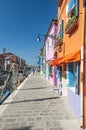 Colorful houses and canal on Burano island, near Venice, Italy. Royalty Free Stock Photo