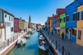 Colorful houses and canal on Burano island, Venice, Italy