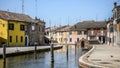 Colorful houses and canal in Comacchio, Emilia Romagna, Italy