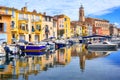 Colorful houses on canal of the old town of Martigues, France Royalty Free Stock Photo