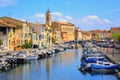 Colorful houses on canal of the old town of Martigues, France Royalty Free Stock Photo
