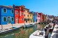 Colorful houses in a canal street houses of Burano island, Venice, Italy Royalty Free Stock Photo