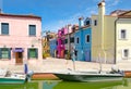 Colorful houses and canals on the island of Burano near Venice