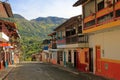 Colorful houses in colonial city Jardin, Antoquia, Colombia Royalty Free Stock Photo