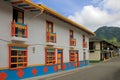 Colorful houses in colonial city Jardin, Antoquia, Colombia Royalty Free Stock Photo