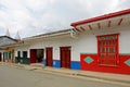 Colorful houses in colonial city Jardin, Antoquia, Colombia Royalty Free Stock Photo