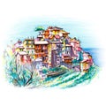 Colorful houses in Corniglia, Ligury, Italy