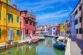 Colorful houses in downtown Burano, Venice, Italy