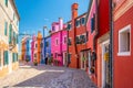 Colorful houses in downtown Burano, Venice, Italy