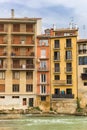 Colorful houses at the Ega river in Estella