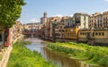 Colorful houses and Eiffel bridge in Girona