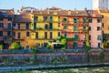 Colorful houses facades near the Adige river bank, Verona, Italy Royalty Free Stock Photo