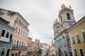 Colorful houses in famous city in Salvador, Bahia, Brazil Royalty Free Stock Photo