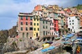 The colorful houses of the fishing port of Riomaggiore, Cinque Terre National Park, Liguria, Italy Royalty Free Stock Photo