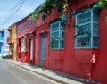 Colorful houses with flowers. Cartagena das Indias, Colombia Royalty Free Stock Photo