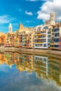 Colorful houses in Girona, Catalonia, Spain Royalty Free Stock Photo