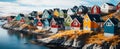 Colorful Houses in Greenland Nordic Village Scenery Royalty Free Stock Photo