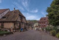 Colorful houses in the historic old town of Kaysersberg, Alsace, France Royalty Free Stock Photo