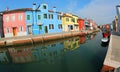 colorful houses on the island of Burano wphotographed with the t Royalty Free Stock Photo