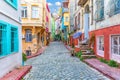 Colorful houses in Istanbul street, Fener area Royalty Free Stock Photo