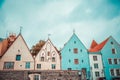 Colorful houses in the main square of the old town of Tallin Royalty Free Stock Photo