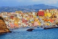 Colorful fishing village on Procida island, Naples, Italy Royalty Free Stock Photo