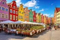 Colorful houses on the market square in Wroclaw, Poland, AI Generated