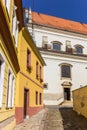 Colorful houses and the Michala church in Znojmo
