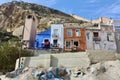 Colorful houses by Mount Benacantil in Alicante