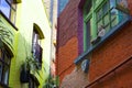 Colorful houses on Neals Yard, small alley in Covent Garden, London, United Kingdom Royalty Free Stock Photo