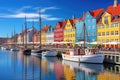 Colorful houses in Nyhavn harbor, Copenhagen, Denmark, Amazing historical city center. Nyhavn New Harbour canal and entertainment Royalty Free Stock Photo