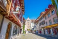 Colorful houses in old city center of Stein am Rhein village Royalty Free Stock Photo